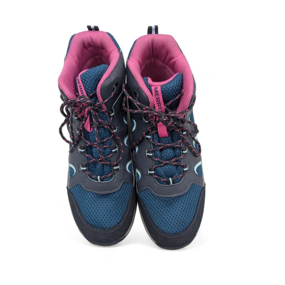 Merrell Womens Oakcreek Mid Lace Hiking Shoes Boots Size 7M Blue/Pink Textile Up - Picture 4 of 9